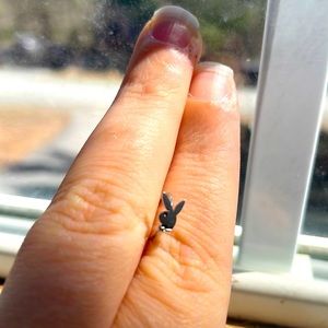 Silver playboy bunny nose ring